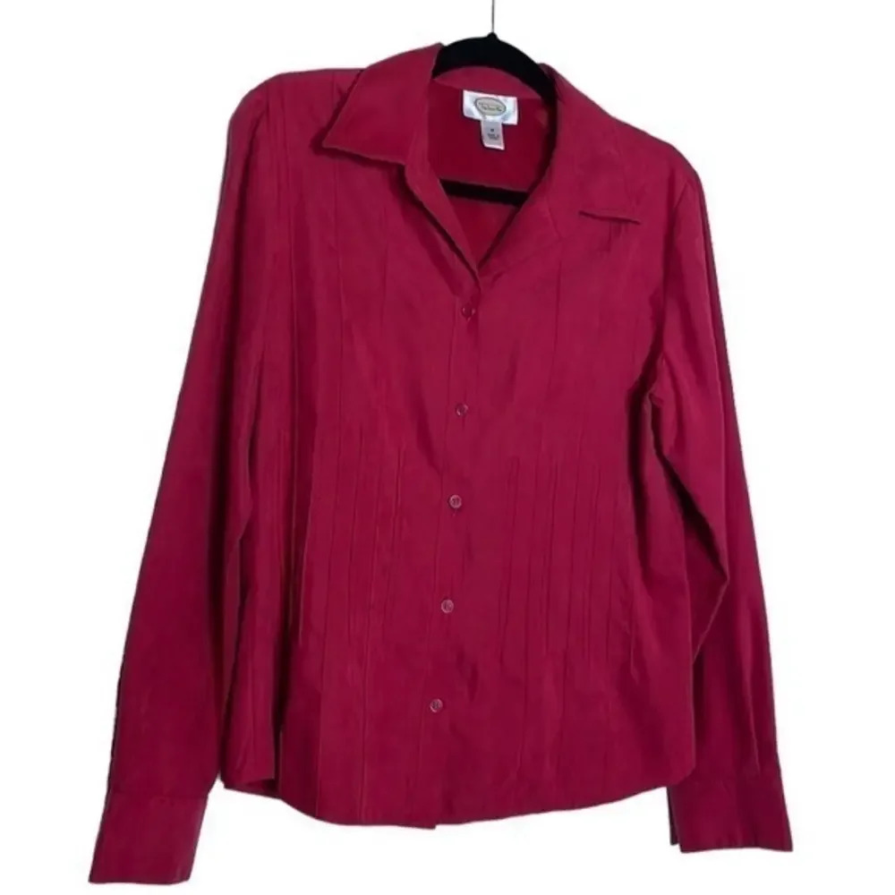 Talbots Red Button Down Blouse Size Medium (M)